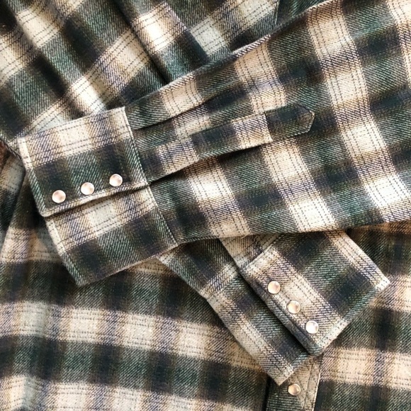 Wrangler Western Pearl Snap Flannel Shirt Shacket 2XT Green Plaid W/Pockets NEW - Picture 6 of 7
